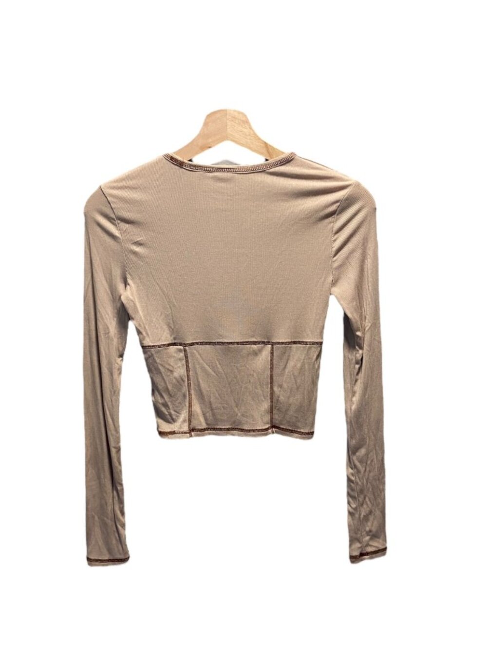 Aritzia Sunday Best Corset Stitch Crop Top Beige Size S Neutral Casual Y2K Retro - Picture 10 of 12